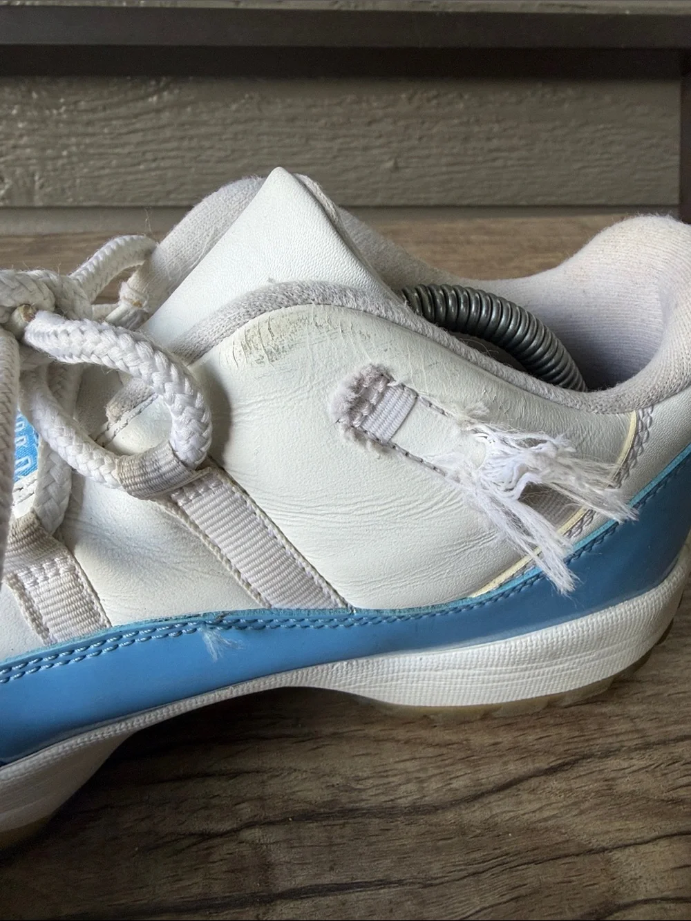 Jordan Low-Top Sneakers in White and Light Blue with Yellow Sole size 9.5